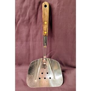 Robinson Stainless Steel USA Slotted Spatula with Wood Handle Vintage